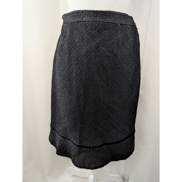 THE GAP! LUXE BLACK NUBBY WOOL BLEND, VELVET RIBBON DETAILED PENCIL SKIRT! SZ 2 - Picture 3 of 7